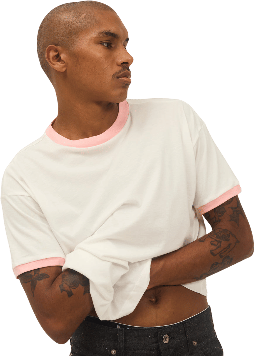 Small Talk Studio S/S Ringer Tee Pink