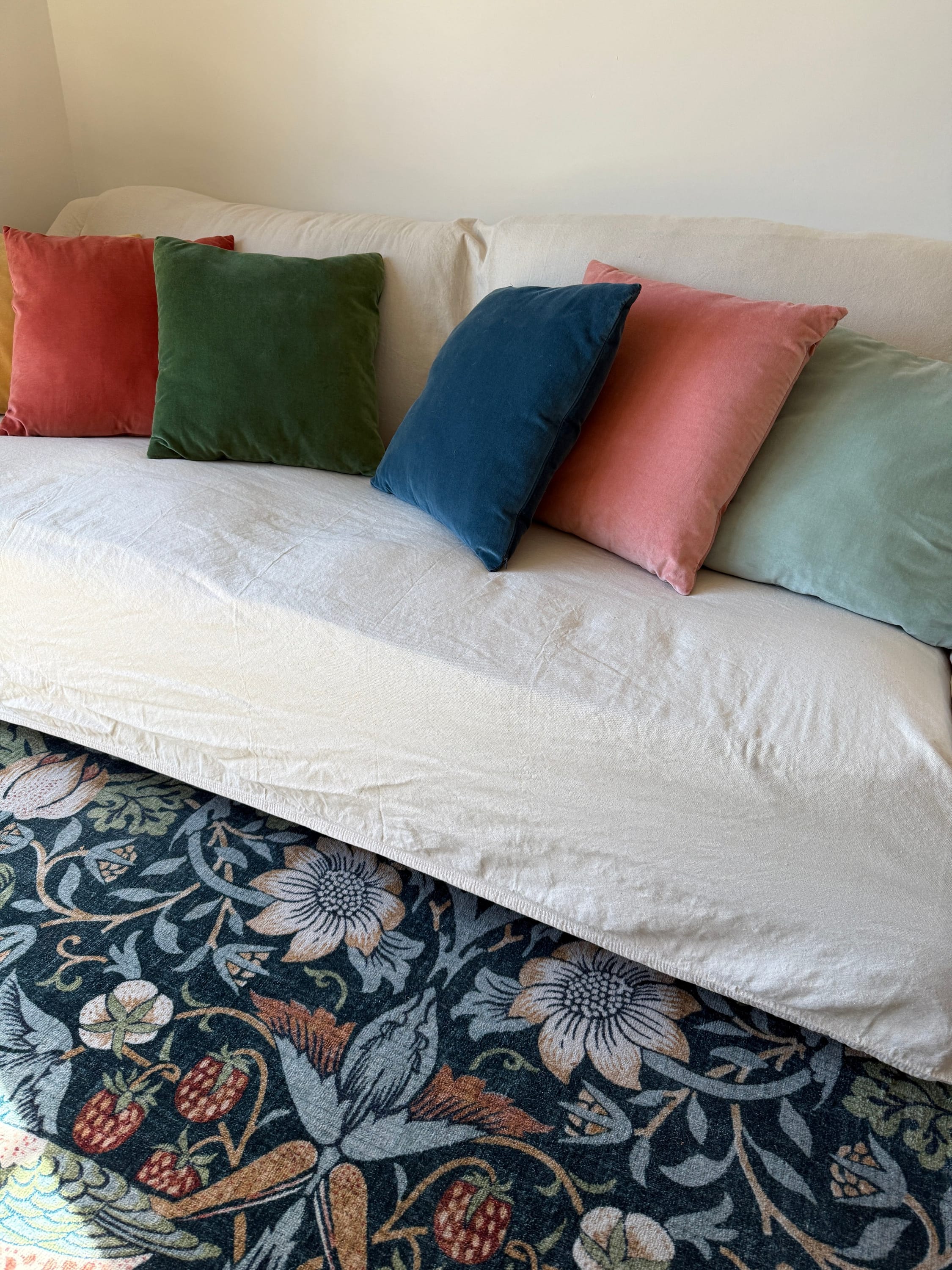 Make a couch cover with a cotton drop cloth
