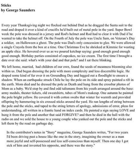 Sticks (George Saunders)