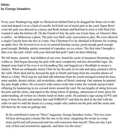 "Sticks" by George Saunders
