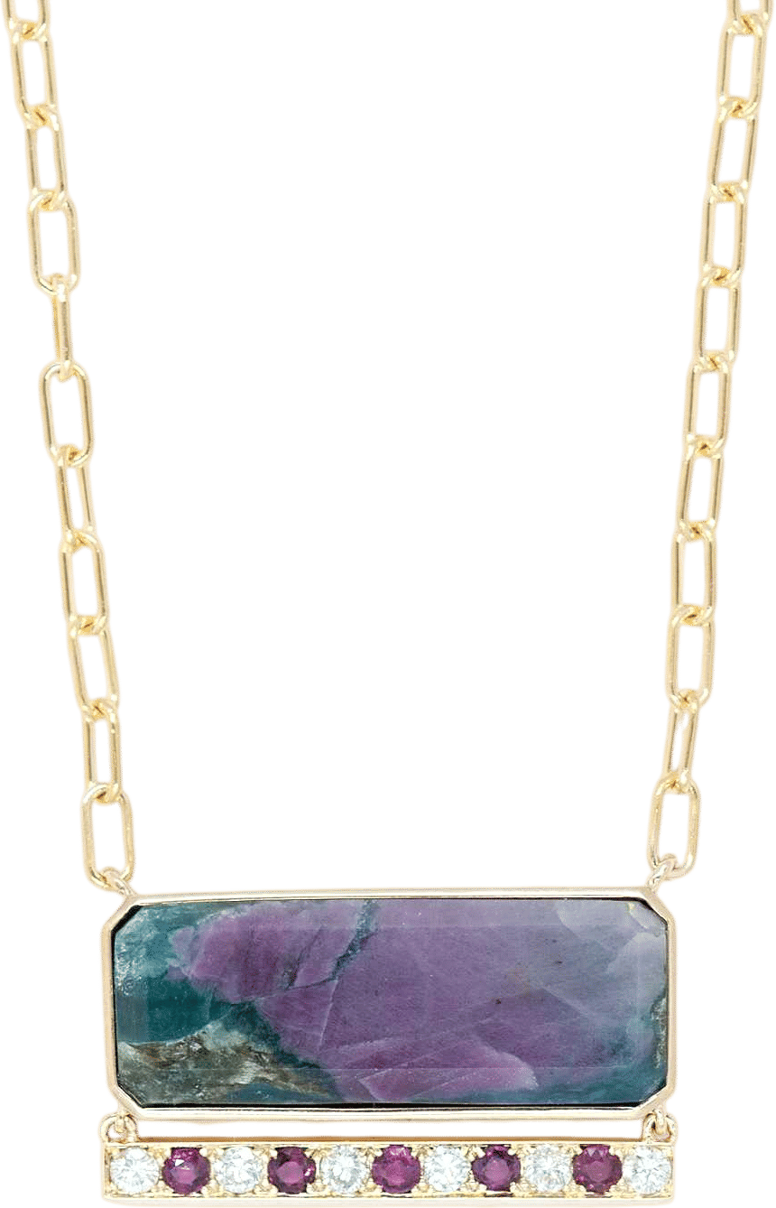 Ruby Zoisite, Ruby, and Diamond Necklace