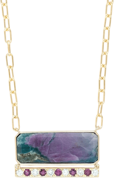 Ruby Zoisite, Ruby, and Diamond Necklace