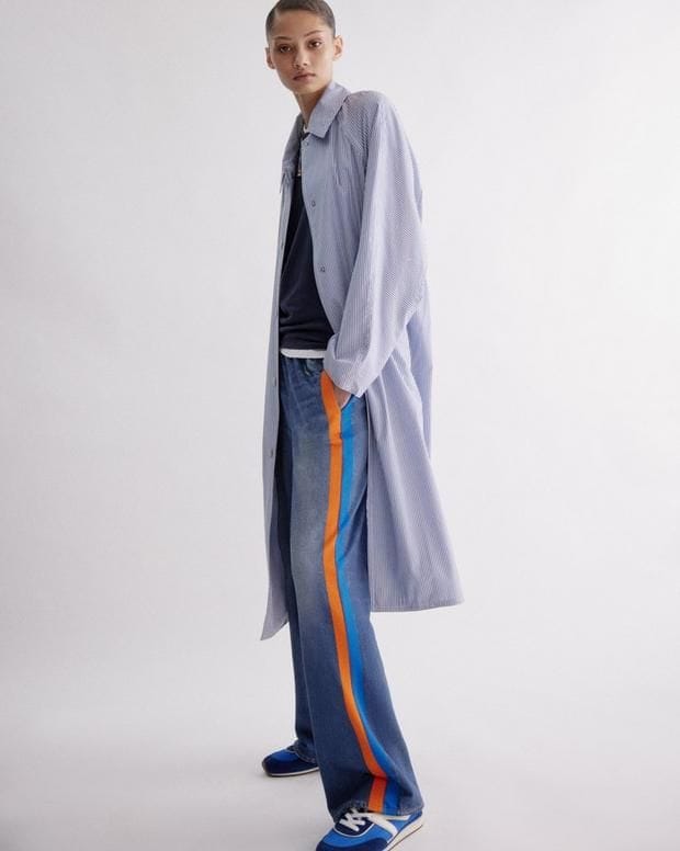 orange and blue sweatpant jeans