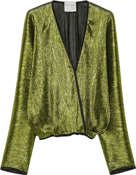 kimono shirt in froissé lamé