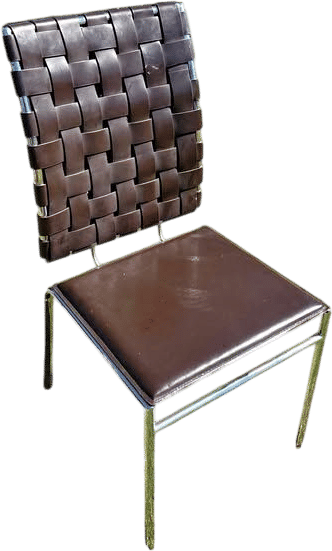 4x Mid Century Leather & Chrome Chairs