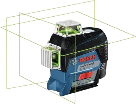 BOSCH GLL3-330CG 200 Ft 12V Max Connected 360 Degree Green-Beam Laser, Includes 2.0 Ah 12V Max Lithium-Ion Battery & Charger, AA1 Alkaline Battery Adapter, Hard Carrying Case, & Accessories