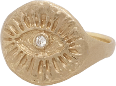 Diamond Evil Eye Signet Ring