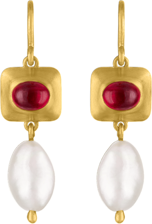 Ruby and Keshi Pearl Pinch Earrings
