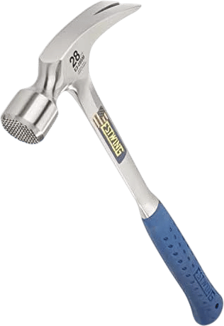 ESTWING Framing Hammer - 28 oz Long Handle Straight Rip Claw with Milled Face & Shock Reduction Grip - E3-28SM, Blue