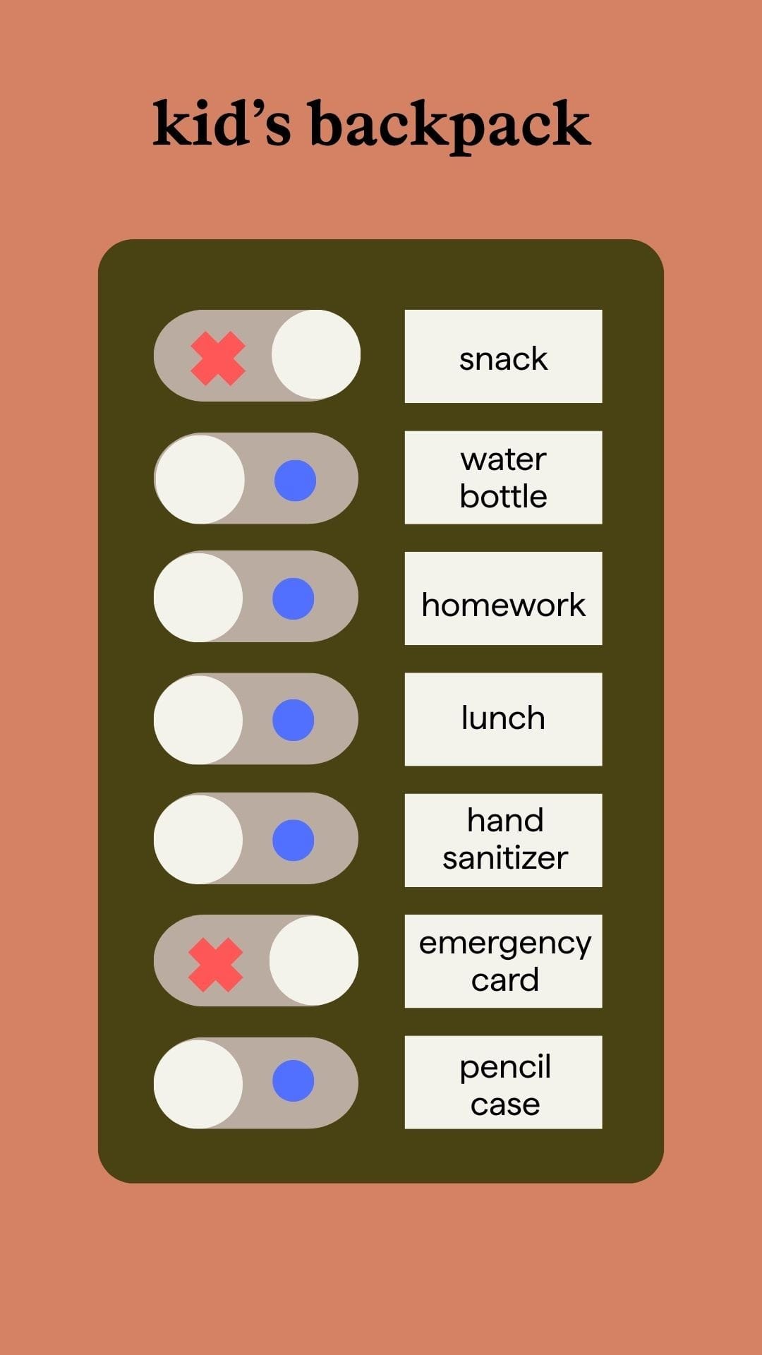 Kid's Backpack Keychain List