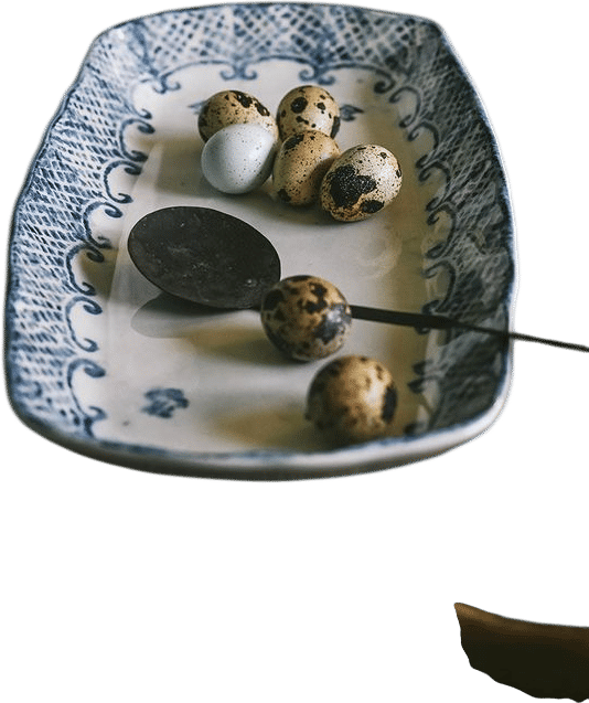 Hand-Painted Indigo Ceramic Tray - Large