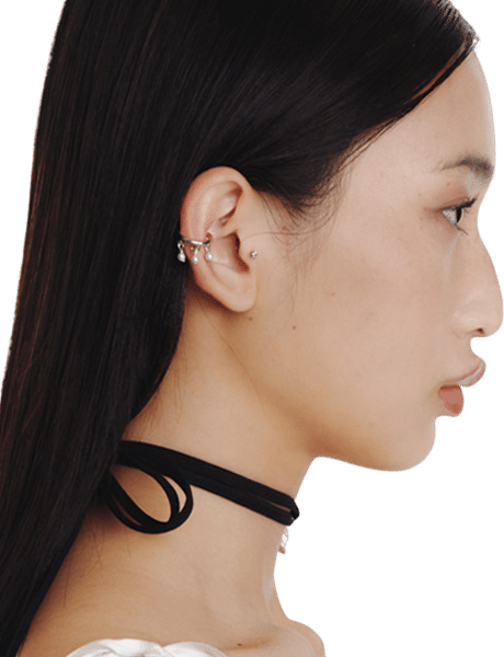 Lace Pearl Silver Earcuff