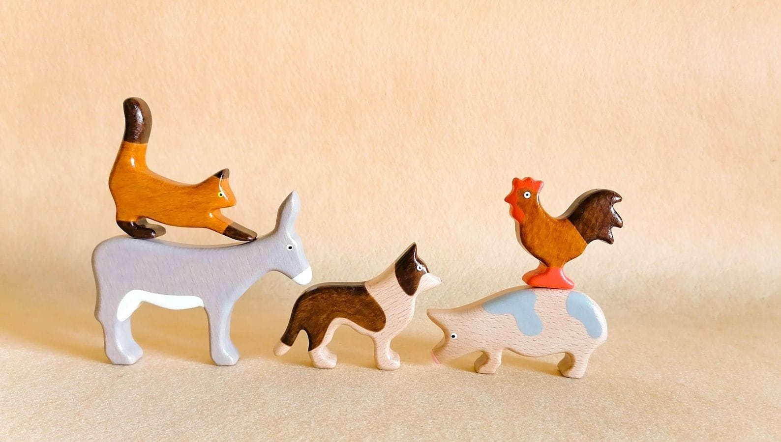 Handmade Wooden Farm Animal Toys: Montessori Toddler Gift Set