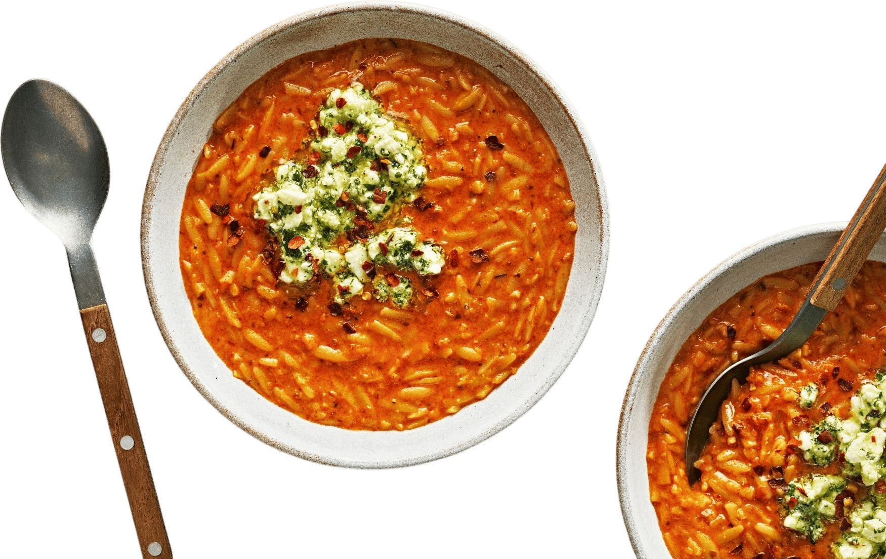 Tomato and Orzo Soup With Marinated Feta