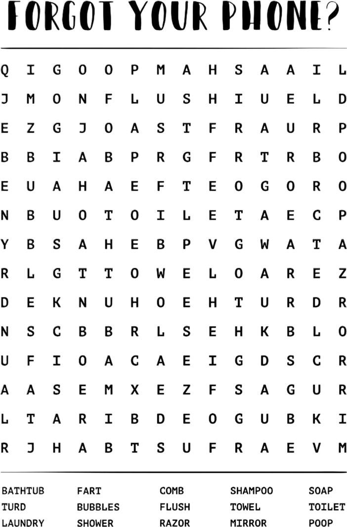Forgot Your Phone? Word Search Poster