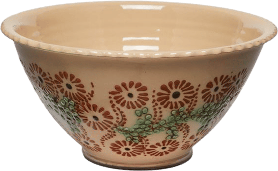 Flowers Hand-Painted Ceramic Fluted Bowl