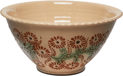 Flowers Hand-Painted Ceramic Fluted Bowl