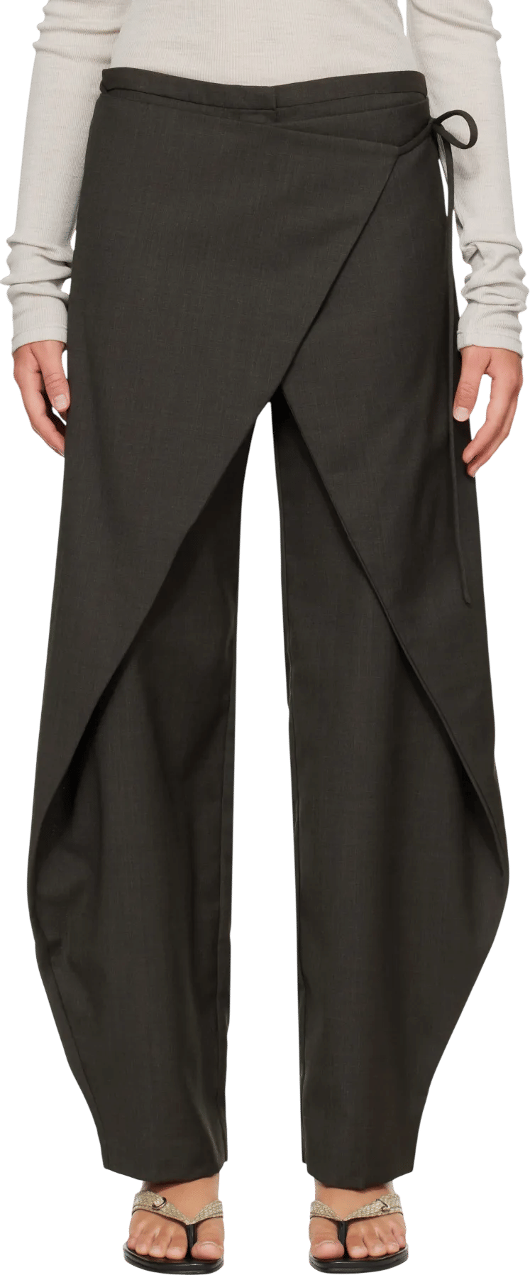 St. Agni Gray Wrap Rouleau Trousers
