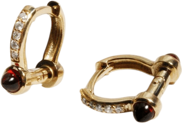 Loren Stewart Diamond Pave Barbell Huggies