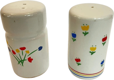 Vintage Ceramic Primary Color Tulips Salt & Pepper Shakers