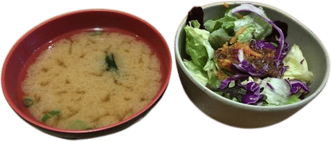 miso soup and ginger salad