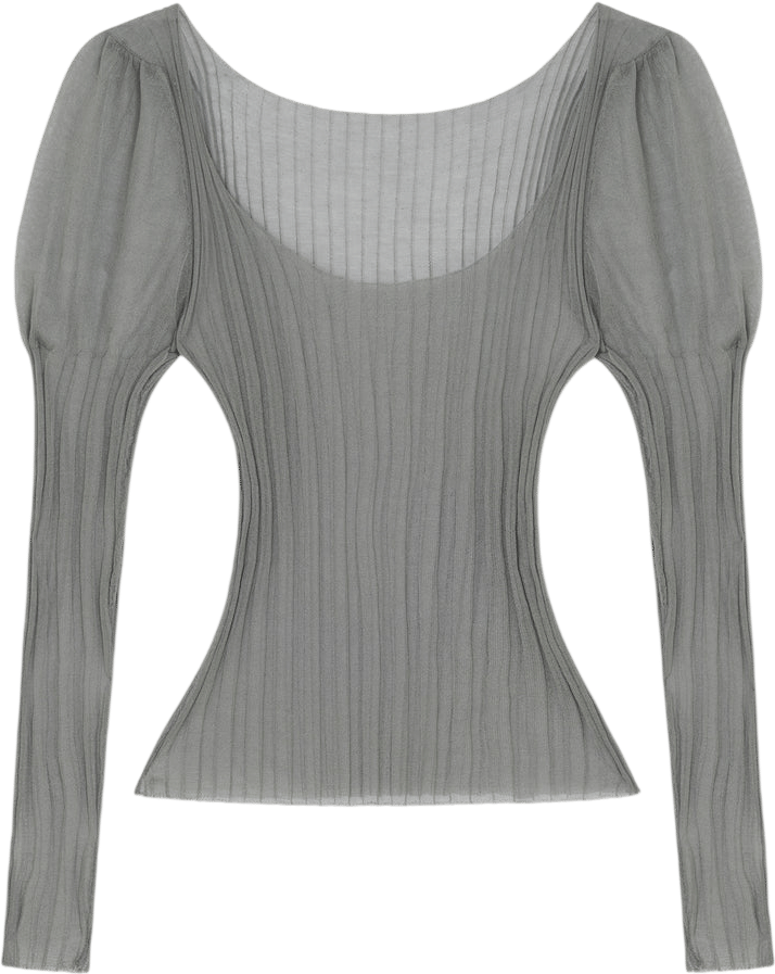 Grey Ribbed Long Sleeve Top - Gimaguas