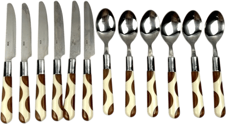 Vintage MCM Polka Dot Acrylic Flatware Set