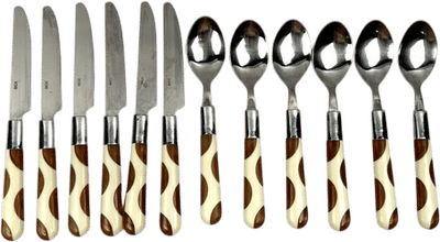Vintage MCM Polka Dot Acrylic Flatware Set