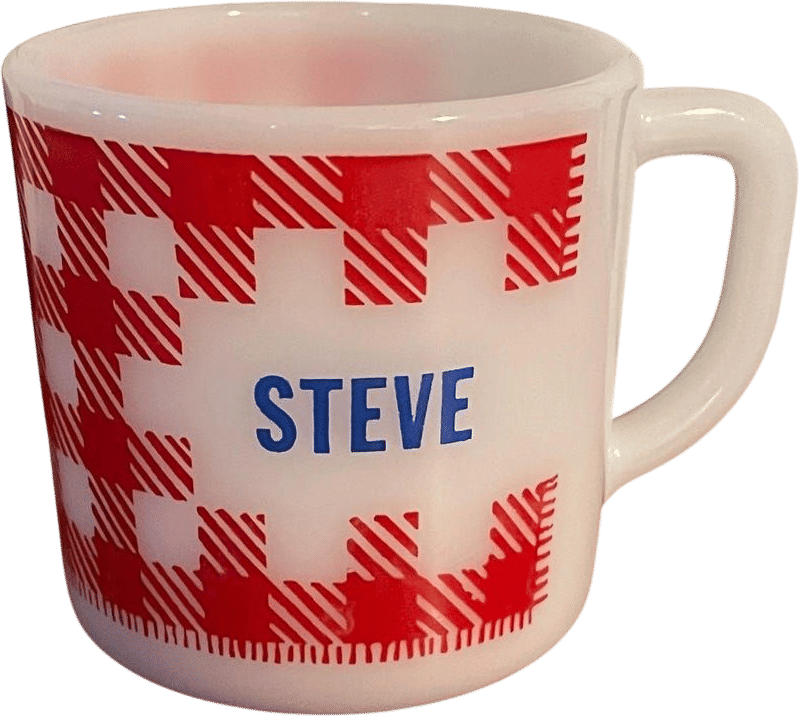 Vintage 1970's Coffee Mug "steve" With Red Checkers Collectors Coffee/tea - Etsy