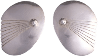 Modernist Sterling Silver Pierced Round Earrings | Khata Space