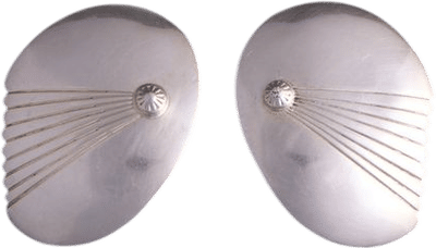 Modernist Sterling Silver Pierced Round Earrings