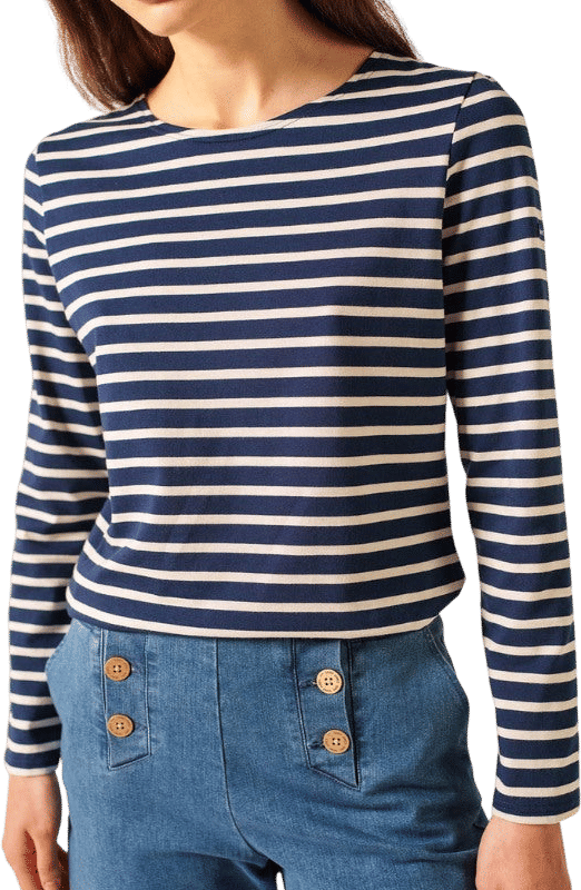 Saint James GALATHEE II Breton Striped Top (Capri Blue / White)