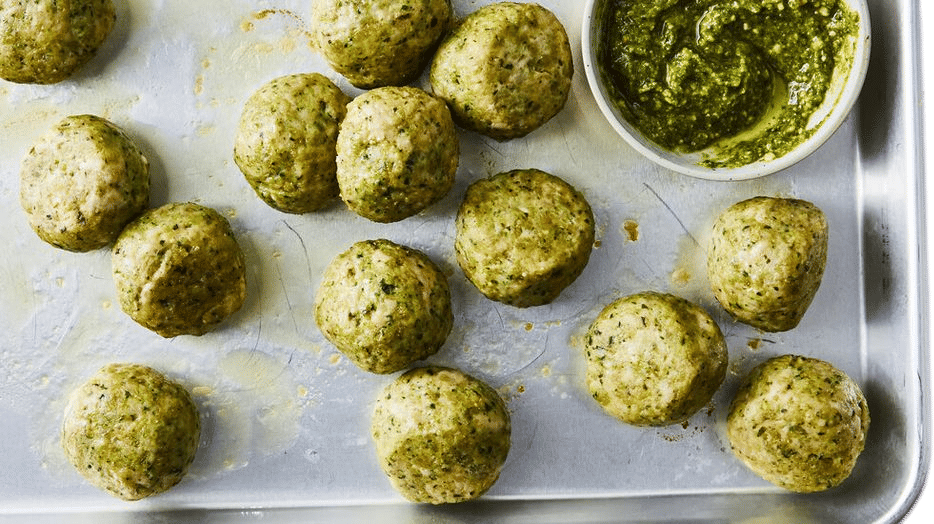 Chicken Pesto Meatballs Recipe  |  Grossy Pelosi