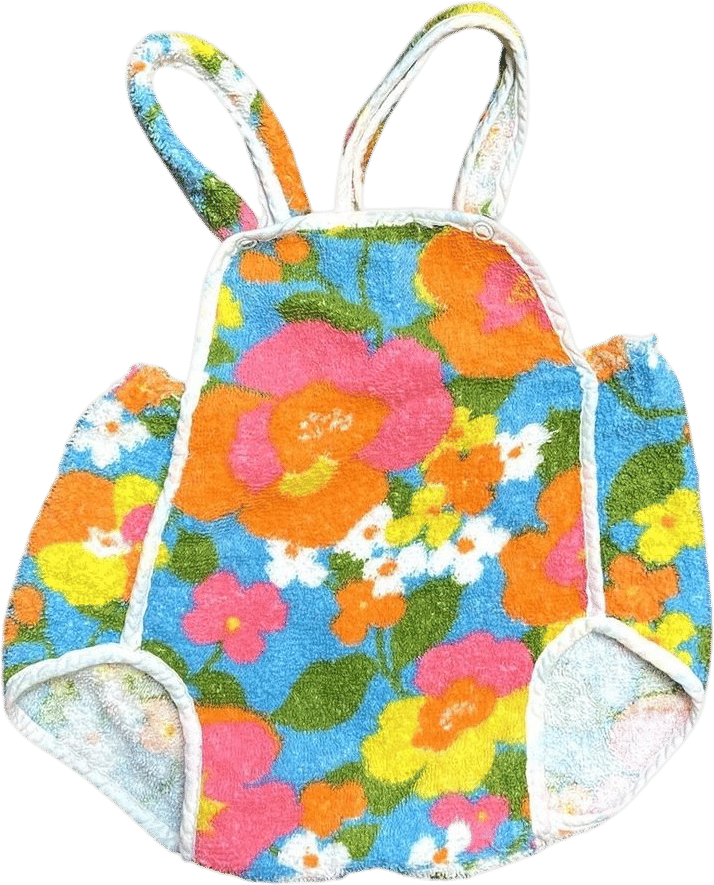 60s Terry Floral Baby Overalls | 2T | Vintage - Etsy