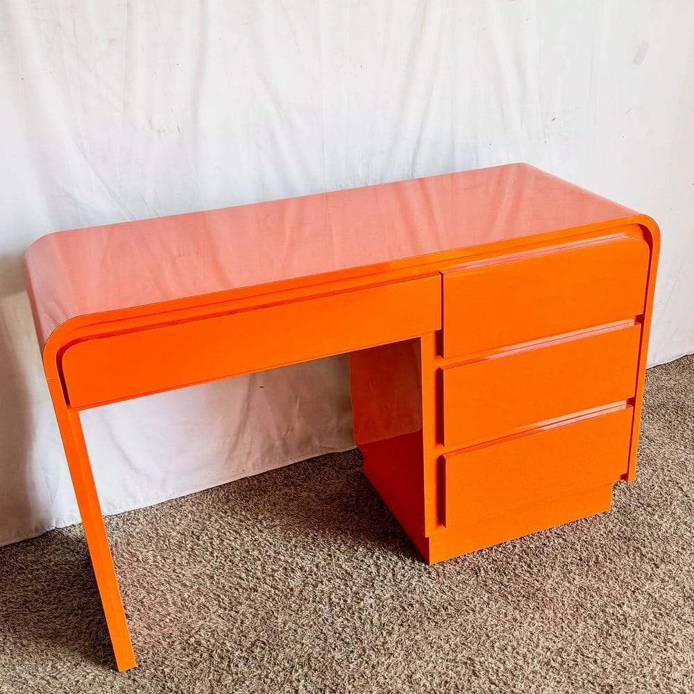 Postmodern Tangerine Orange Waterfall Desk