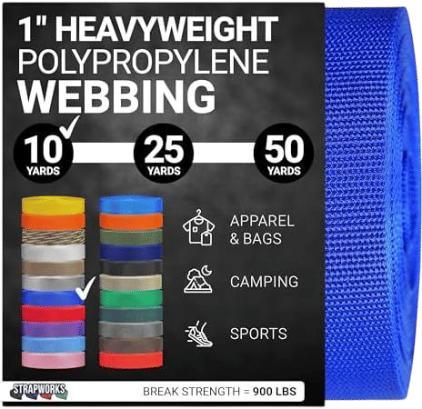 Strapworks Heavyweight Polypropylene Webbing - Heavy Duty Poly Strapping for Outdoor DIY Gear Repair