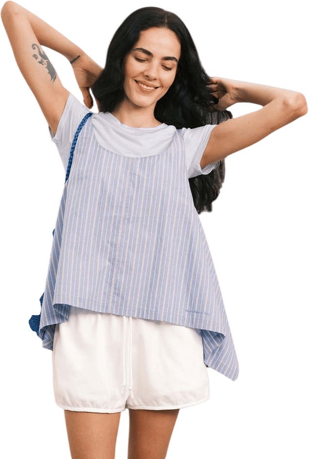 Cotton Striped U-Neck Cami Top