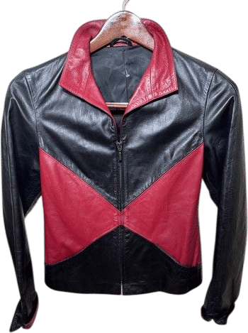 Vintage Bottega Giotti Cropped Red & Black Italian Leather Jacket