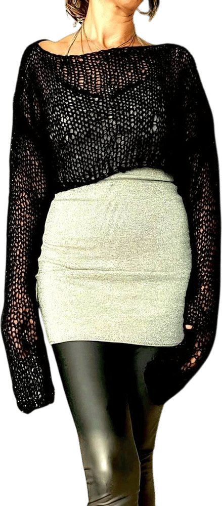 Sheer Black Sweater, Women's Sheer Knit Sweater Top With Long Sleeves, A Fully See Through Punk Rock Knit Shirt, Lightweight Dressy Lace - Etsy