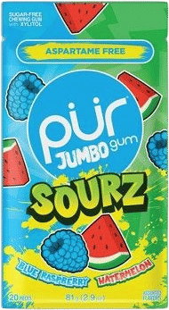 PUR Jumbo Gum Sourz Blue Raspberry & Watermelon