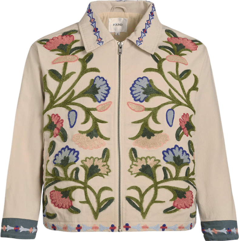 Floral Embroidered Work Jacket