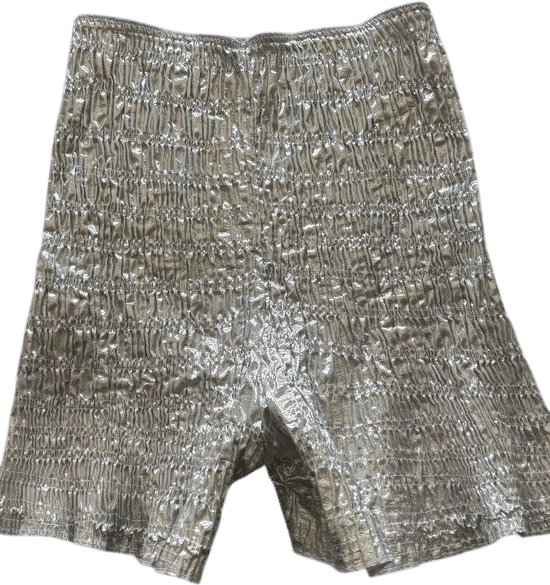 Vintage Silver Shiny Ruched Bloomers Shorts
