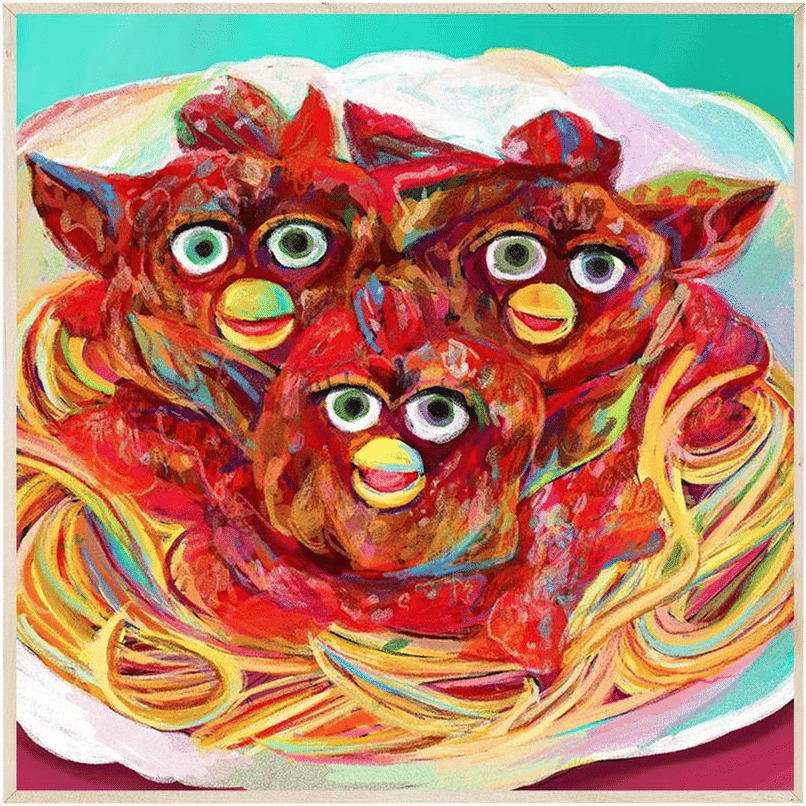 Furby Spaghetti and Meatballs Art Print