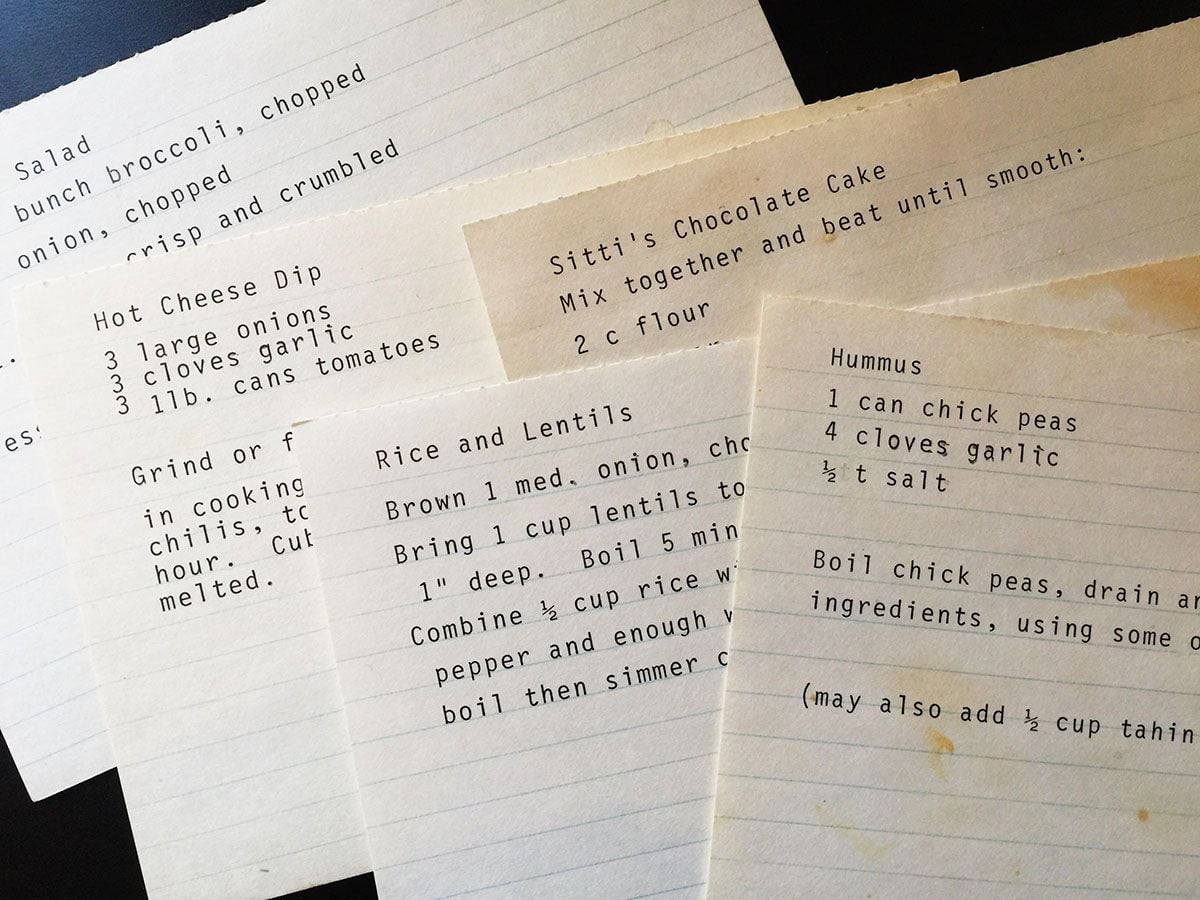 Keeping a detailed digital database of recipes