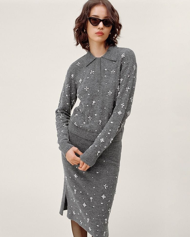 Embellished Sweater-Polo