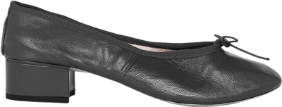 Ballet Pumps Block Heel - Black Nappa
