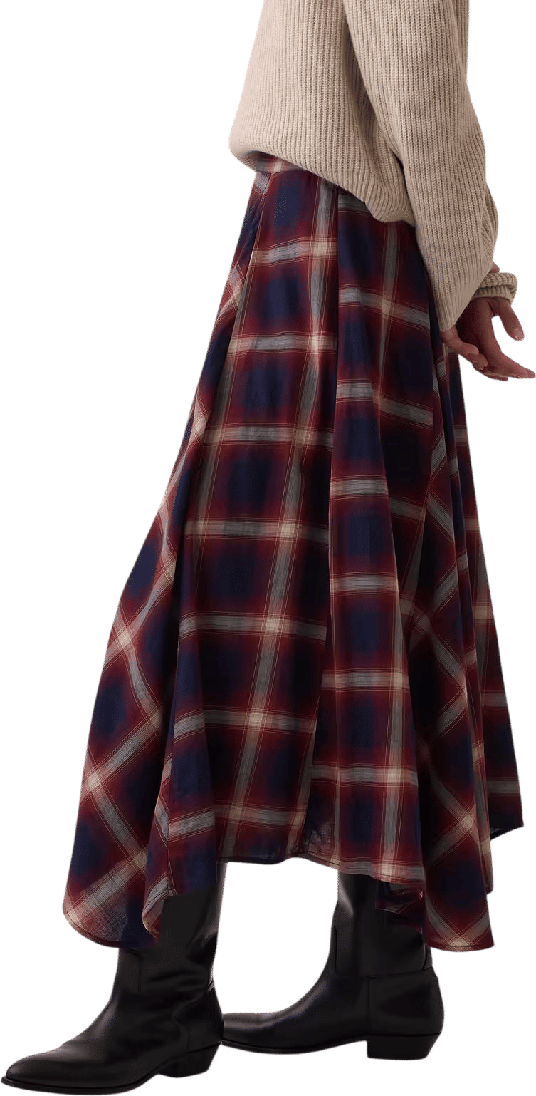 Plaid Maxi Handkerchief Skirt