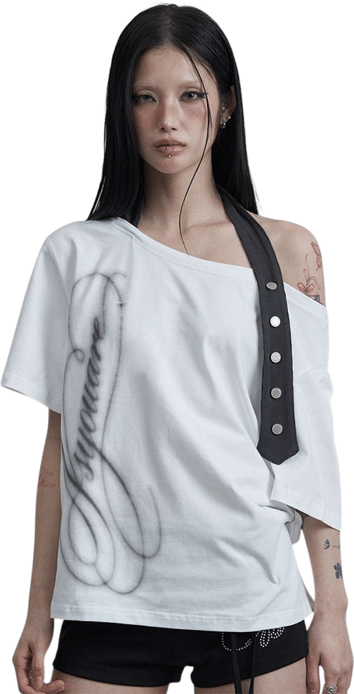 Belted Halter Off Shoulder Tee