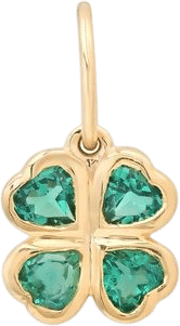 Petite Bezel Set Emerald Hearts Clover Charm