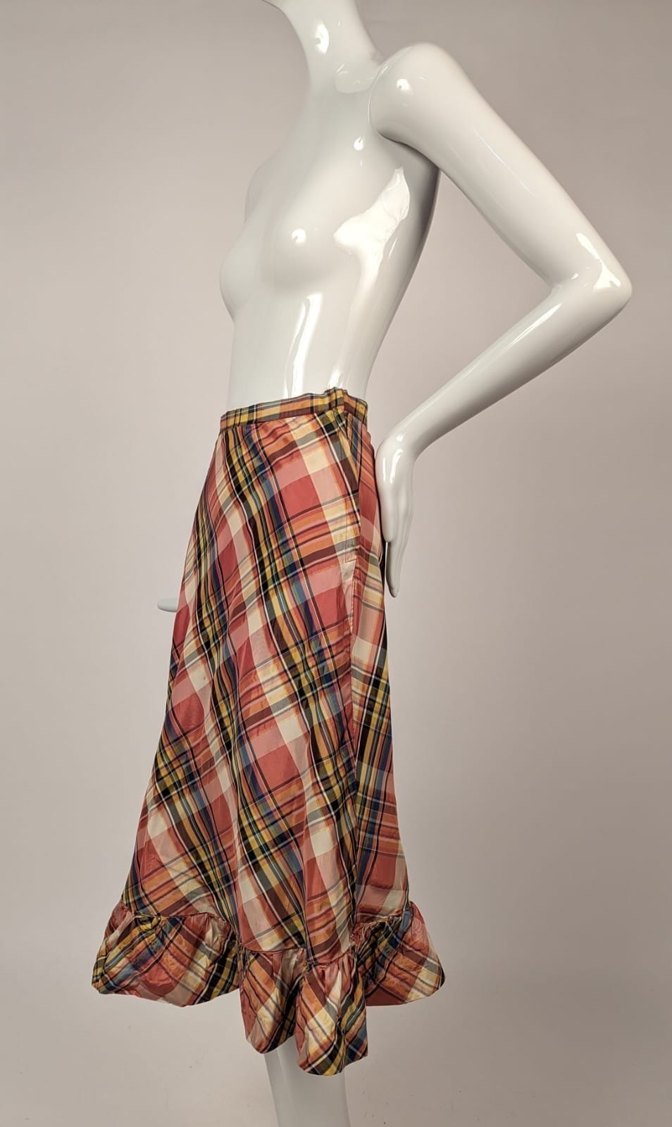 1930s Silk Taffeta Plaid Skirt